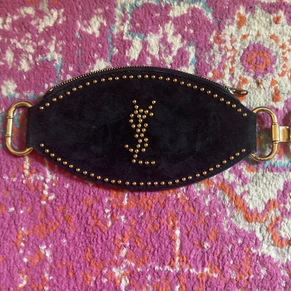 YSL style Suede/Leather Pouch with Gold